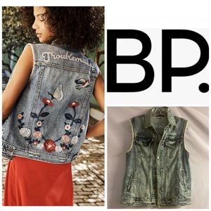 BP TROUBLE MAKER EMBROIDERED DENIM VEST